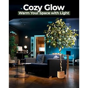 Artificial Eucalyptus Tree with Lights 6 Ft Faux Eucalyptus with Realistic Leaves Indoor Artificial Tree with Lights and Decorative Pot Artificial for Indoor Home Office Living Room Decor