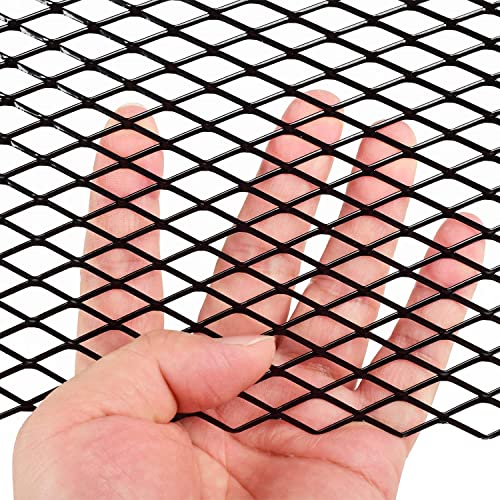 Image of AggAuto 47x16 inches Car Pickup Truck Grill Mesh Spoiler Bumper Vent Aluminum Alloy Automotive Grille Insert Air Intake Racing Rhombic Hole 8x16mm Black