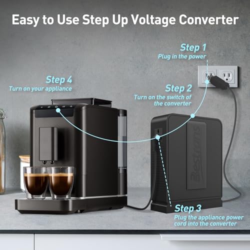 Step Up Transformer 110v to 220v, Heavy Duty 110v to 220v Converter 2000w Power Transformer, Step Up Voltage Converter with 2 Universal Outlets for 220V Asia Europe Appliance Use in US, Grey4