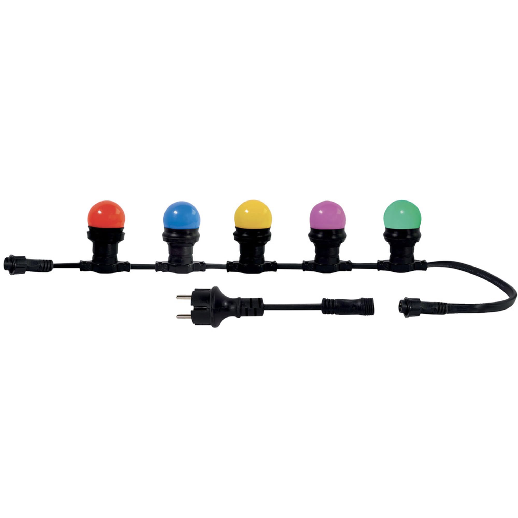 Guirlande LED 10 Ampoules E27 Coloris Assortis 10M connectable
