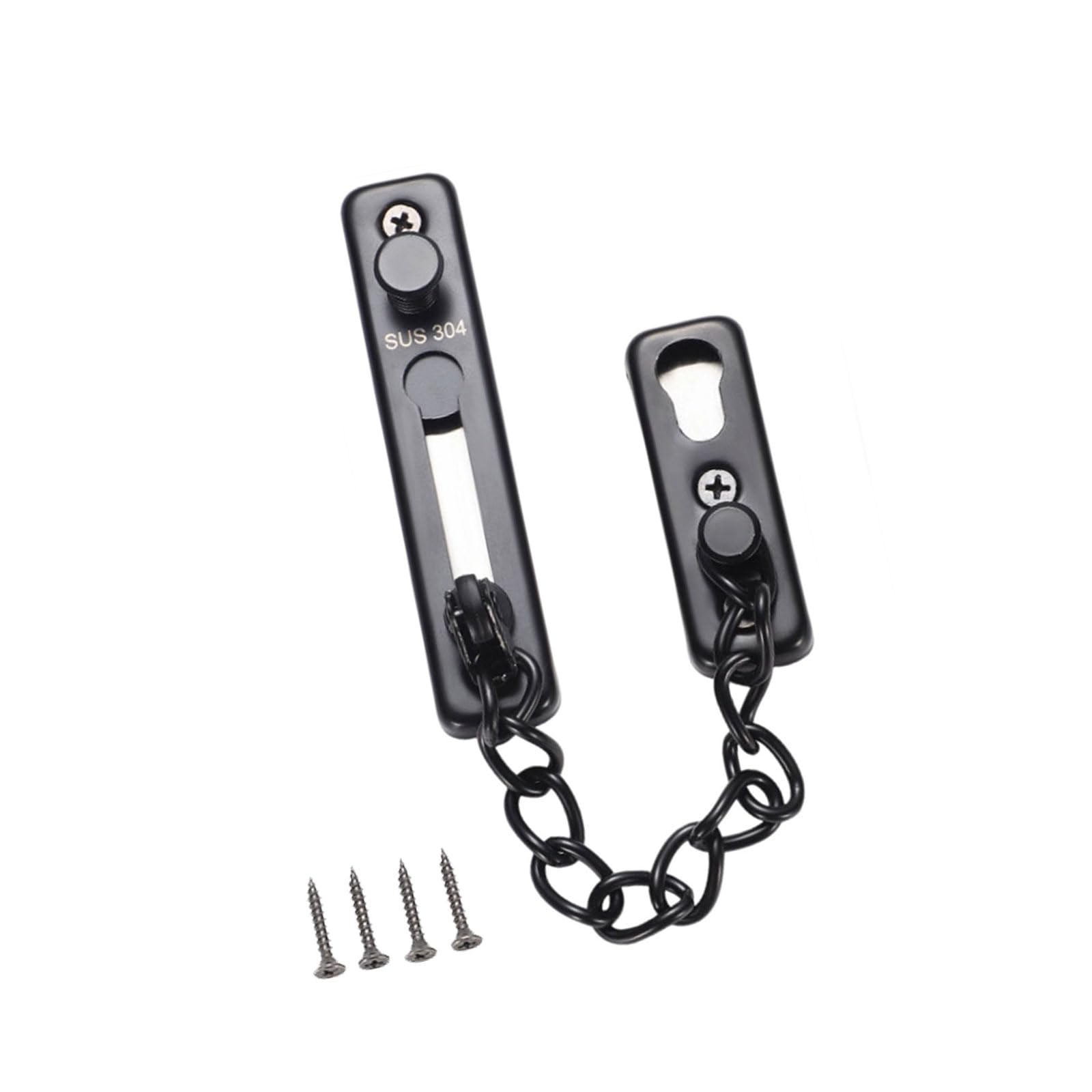 Xigacgeh Black Stainless Steel Anti-Theft Chain Security Door Chain None Drill Security Door Attachment For Home And Offices For Home Hotel Apartment