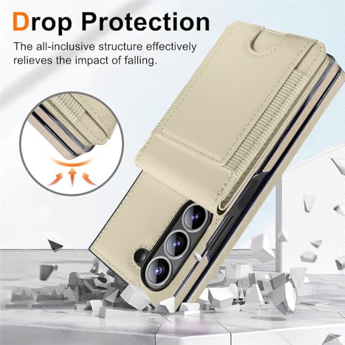 Étui pour Samsung Galaxy Z Fold 5 marron avec protection écran en cuir - 4
