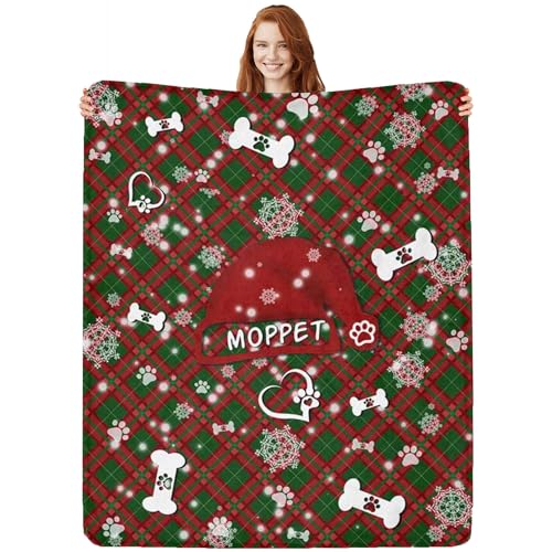 Personalized Paw Print Dog Blanket With Pets Name, Custom Pet Name Blanket for Small