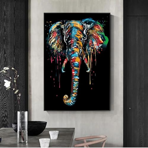 Affiches et impressions éléphant abstrait sur toile de peinture à l'huile pour art mural