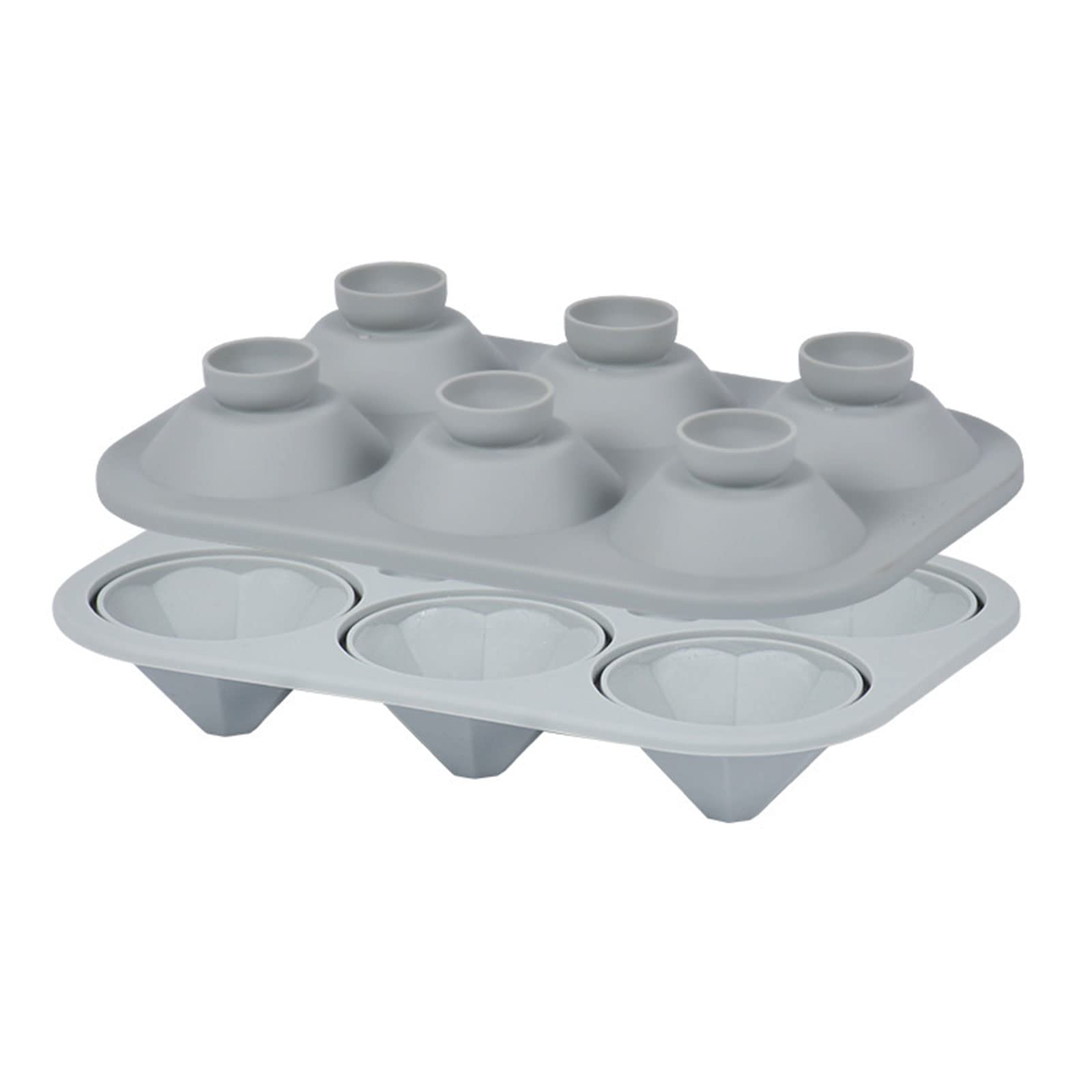 Tsophreniq 6 Grid Mold Silicone Ice Tray Stackable Maker Chocolate Large Balls Maker for Cocktail Cube Mold for