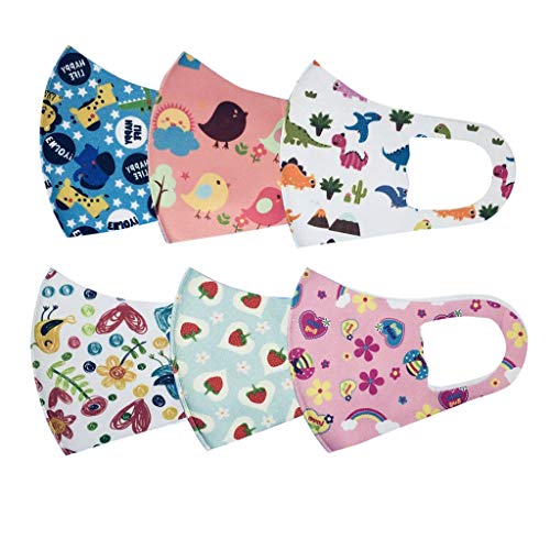 image for cnnIUHA Home 6PC Kids Face Protection Reusable Washable Cartoon Cute P