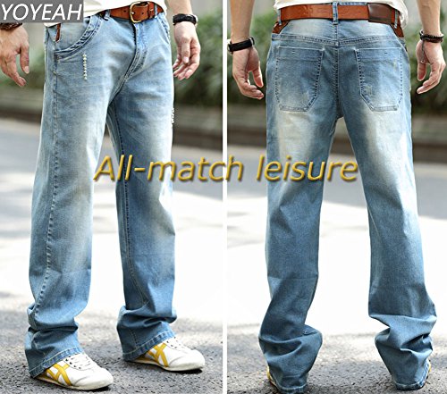 Men's Relaxed Fit Straight Leg Jeans Washed Denim Original Fit Work Dungaree Nostalgic Blue 292