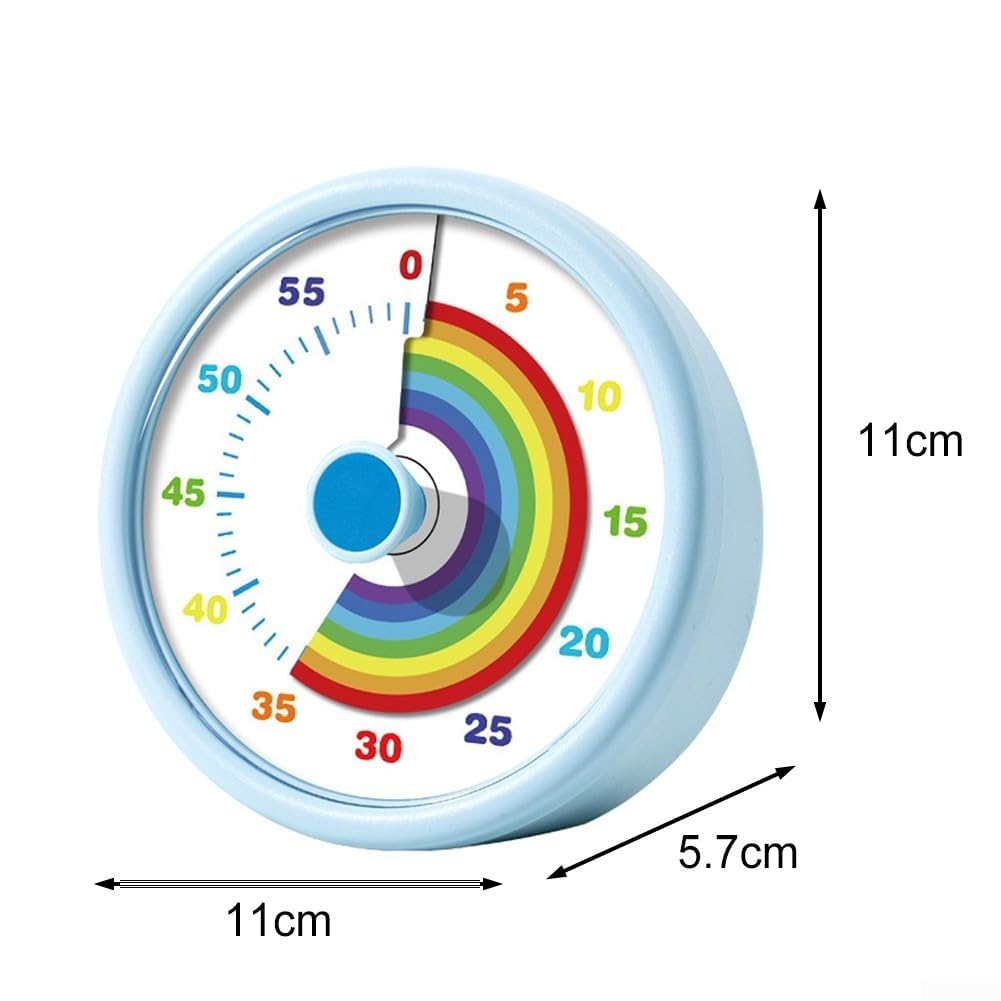 Honseadek Timer visivo per bambini orologio di apprendimento 60 minuti timer conto alla rovescia con design cerchio arcobaleno 3 impostazioni del volume per aula studio ufficio gestione del tempo