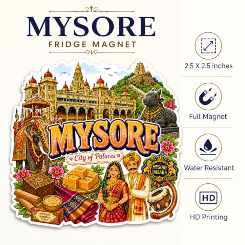 Image of Zesta Wooden Fridge Magnets Set | Refrigerator Decor Magnets for Kitchen | India Souvenir Fridge Magnet Collection | Wooden Magnet for Fridge Door Decoration (Mysore)