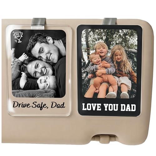 Sun Visor Photo Clip for Dad Personalized Acrylic Picture Frame with Custom Text Drive Safe Dad Car Visor Gift from Kids Fathers Day Keepsake with Background Font Icon Options