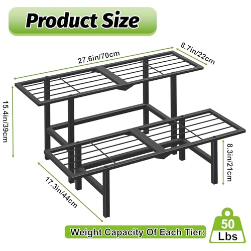 Support pour plantes à 2 niveaux en métal robuste pliable - 3
