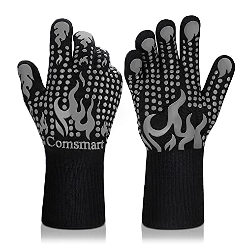 Luvas de churrasco, 800 graus Celsius, resistentes ao calor, luvas de silicone antiderrapantes,...