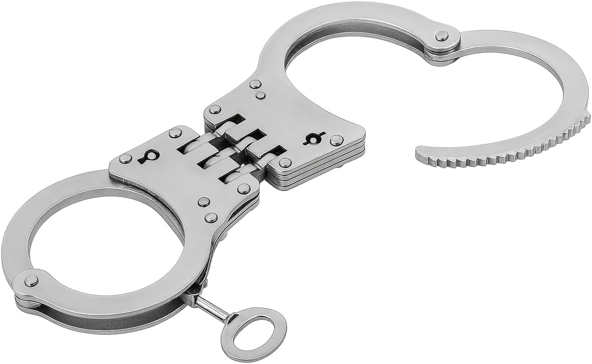 Professional Stainless Steel Handcuffs with Keys, Double Lock, Rust-Resistant Security Restraints, High-Strength Metal Construction