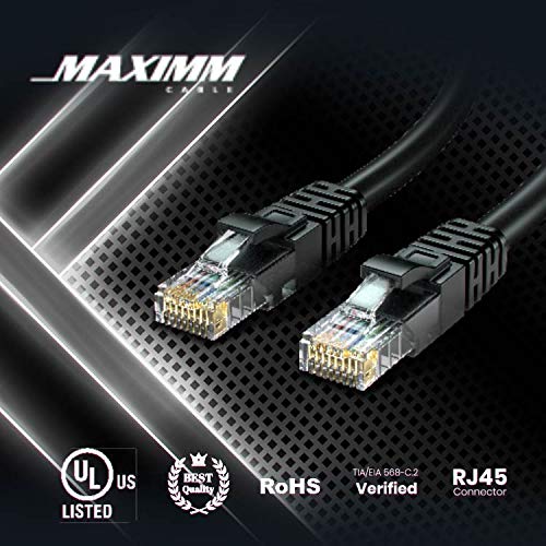 Miniatura 7 de Maximm Cat 6 Ethernet Cable 100 ft - High-Speed LAN Cable, Internet Cable, Patch Cable, and Network Cable - UTP, 10Gbps, 550MHz Ethernet Cord - Black
