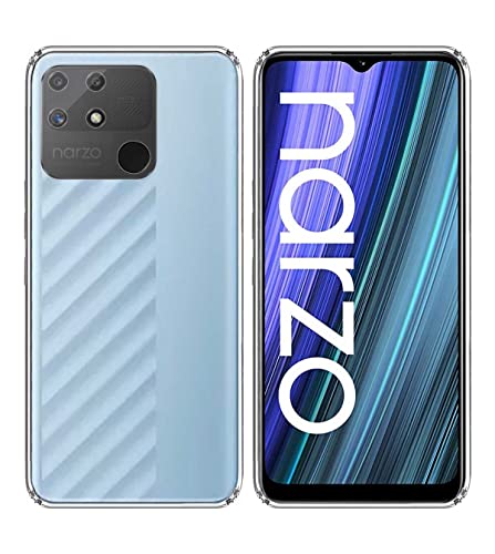 Image of Soft Flexible Silicone Back Cover Compatible with Realme Narzo 50A, Transparent Case + Screen Guard