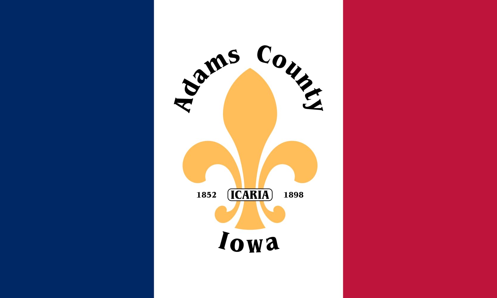 Drapeau Adams County Iowa de grande taille pour commémoration historique