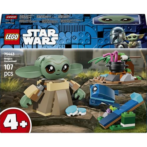 LEGO Star Wars Grogus Zuhause 75443 | Spielzeug ab 4 Jahren für Jungen & Mädchen, mit Grogu Figur & Sorgan Frosch, Katapult & blauen Makronen, Geschenk, 107 Teile