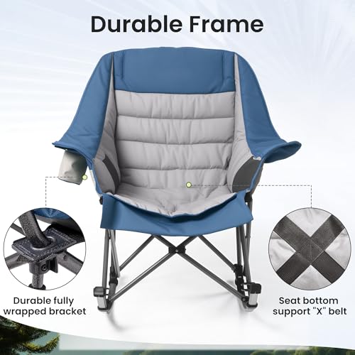Silla Plegable para Camping CROS Padded Folding Lawn Rocker Azul miniatura 4