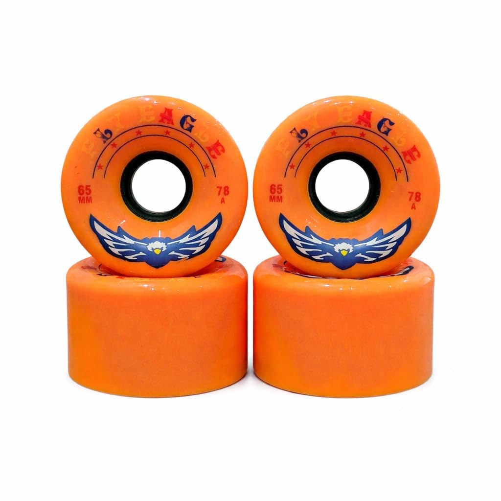 Quad Speed Wheels 65mm 78A Outdoor Roller Skate Wheels – High Rebound Polyurethane Speed Wheels for Smooth Ride, All Surface Grip, Durable & Shock Absorbing (Set of 4) (Orange)-image-41