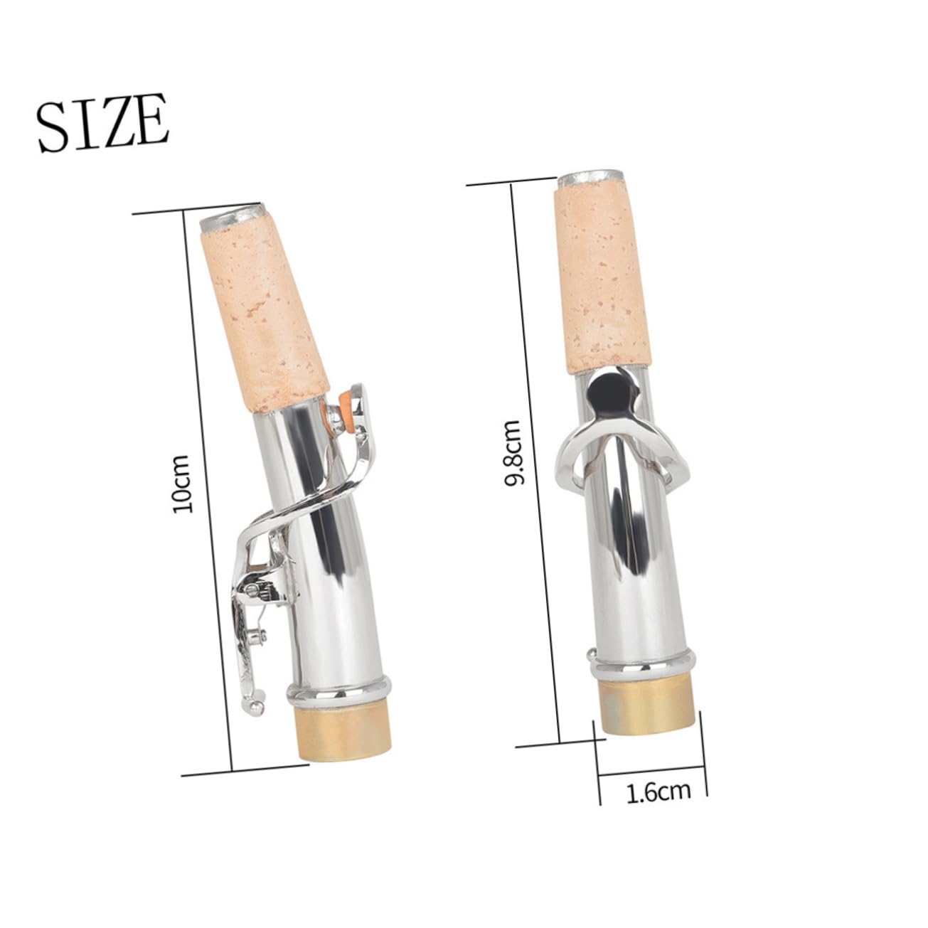 Set Sax Soprano 2 Pezzi Collo Dritto e Curvo, Argento | Rame e Sughero, Superficie Liscia senza Bave, per Studenti e Insegnanti, Uso Musicale