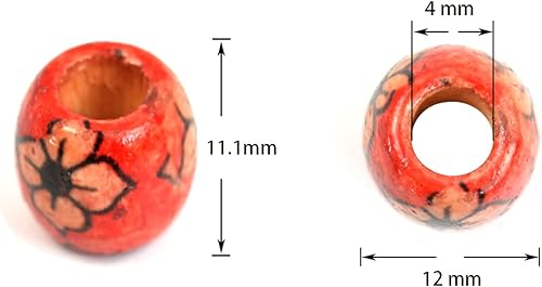 Miniatura 2 de 300 cuentas de madera pintada natural de 0.472 pulgadas (0.472 in), cuentas redondas de madera sueltas para hacer joyas, bricolaje, rosario,