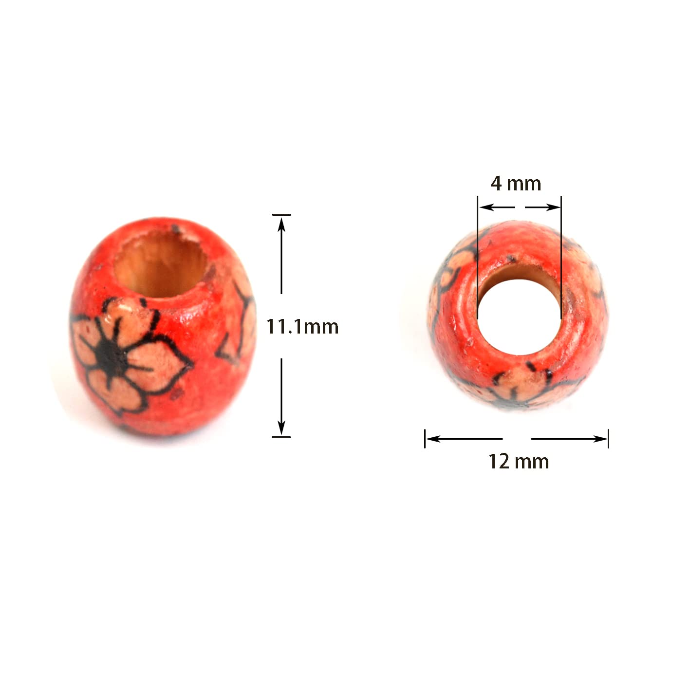 300 pcs 12mm Natural Painted Wood Hair Beads Round Loose Wooden Bead for Jewelry Making DIY Macrame Rosary Bracelet Necklace Hair Crafts - Image 2