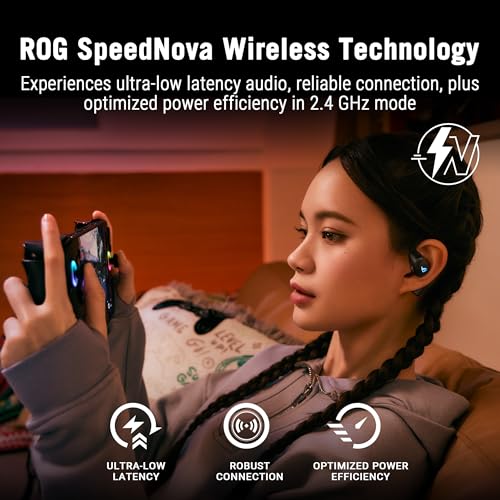 Image of ASUS ROG Cetra Open Wireless Open Ear Earbuds - Dual-Mode (BT /2.4GHz), Quad AI Noise-Canceling Mic, Low Latency, 16H Playtime, IPX5 Water Resistant, for Daily /Workout /Outdoor /Gaming Use - Black