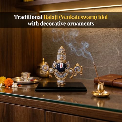 Image of 999 Silver Plated Balaji Murti | 4 Inch Spiritual & Vastu Idol for Home Temple Decor | Auspicious Lord Venkateswara Swamy Statue for Puja Room & Religious Gift