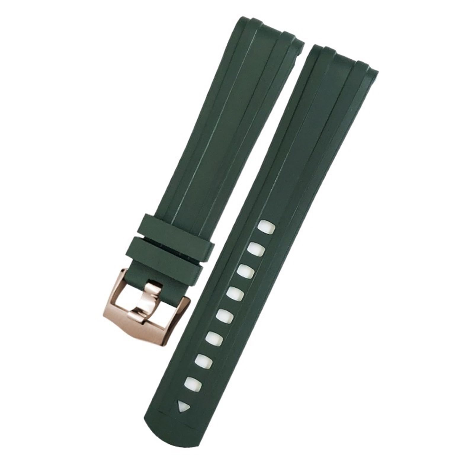 20mm 21mm 19mm pasek do zegarka z gumy silikonowej fluoru dla Omega New Seamaster Diver 300 czarny niebieski miękki pasek do zegarka(Green rose gold,21mm)