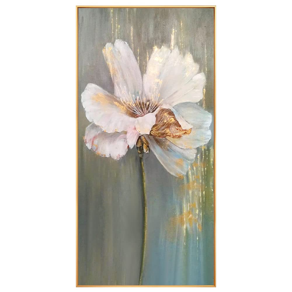 Handgemaltes Ölgemälde Auf Leinwand – Floraler Goldbaum, Modernes Abstraktes Kunstwerk, 12 Zoll, Für Wohnzimmer & Schlafzimmer