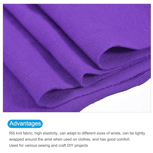 Image of MECCANIXITY 39 inch Elastic Cuffs Ribbed Trims Cotton Fabric Knit Rib Stretch Tape Cuff Sleeve Waistband for Sewing, 8 inch Wide Purple