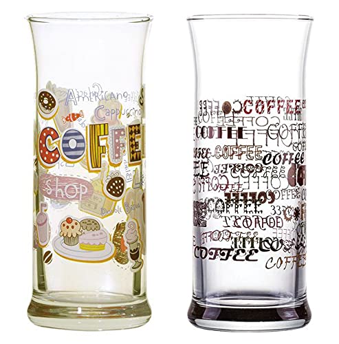 TopkapiRoma 251.004-6-Piece Iced Coffee Glasses with Decoration for Latte Coffee, Milkshake, Frappe, Cocktails, Long Drinks, Cocoa