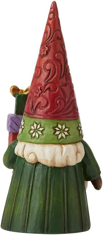 Enesco Jim Shore Heartwood Creek Christmas Gnome Holding Gifts Figurine, 4.06 Inch, Multicolor