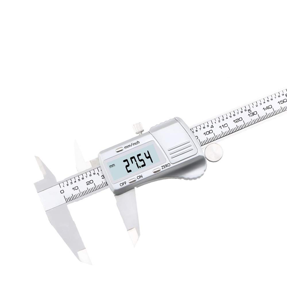 Calibradores digitales Calibrador digital de alta precisión Calibrador digital Vernier electrónico de alta precisión de acero inoxidable 150 mm (Blanco, 150 mm), Calibradores (Blanco 150 mm)