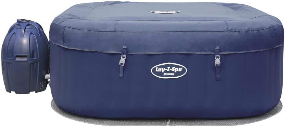 Lay-Z-Spa Hawaii Hot Tub, Airjet Square Inflatable Spa, 4-6 Person