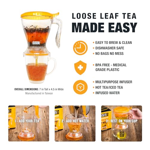 Image of Tiesta Tea - Maui Mango Tin & Infuser Starter Set, Loose Leaf, Premium Herbal Blend, Non-Caffeinated Hot & Iced, 6oz Refillable Tin and 16oz Brewmaster Coffee Bottom Dispensing Tea Infuser
