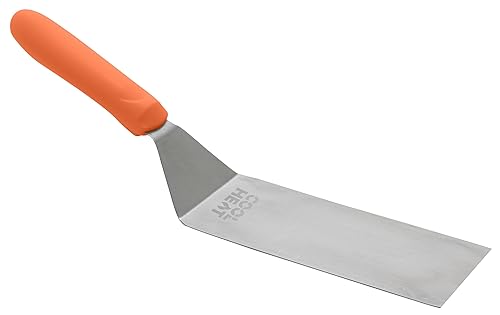 Winco TNH-70, 3 '' x 7-14 '' girador de acero inoxidable con borde de corte, offset y mango de nailon naranja, espátula de alimentos, tortilla de