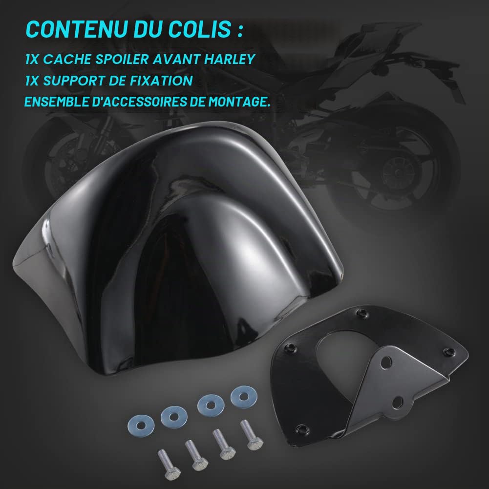 KATUR Carénage de Menton Noir Brillant pour Moto Compatible avec Harley Davidson Sportster 2004-2014 XL883 XL1200 2004-2015(Noir Brillant)