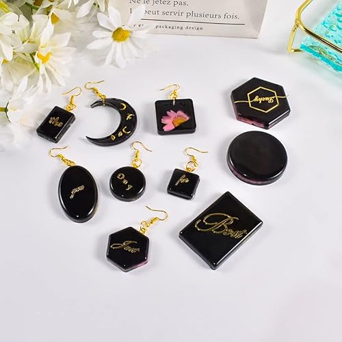 Miniatura 5 de Molde de silicona para llavero de resina epoxi, 8 piezas para bricolaje, colgante de oreja, molde de silicona cuadrado circular con forma de amor,