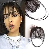 AISI QUEENS Clip in Bangs 100% Human Hair Extensions Reddish Brown Clip on Fringe Bangs with nice net Natural Flat neat Bangs with Temples for women One Piece Hairpiece (Natural Color)