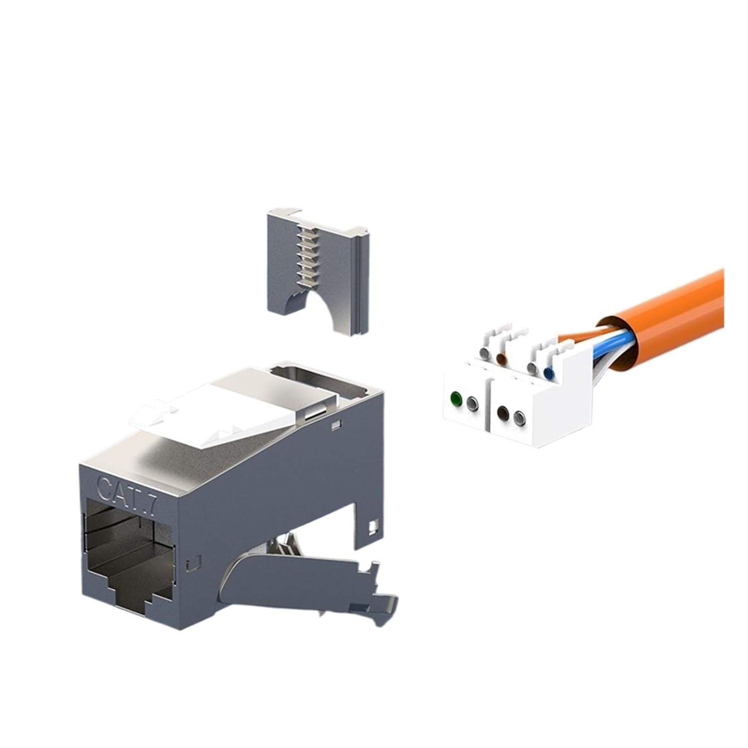 CAT7 Fully Shielded RJ45 to LSA, Tool-Free Connection, Compatible with Cat6A/Cat.6 Systems