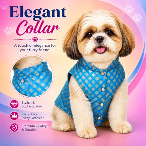 Image of Payton PERYY Dog Sherwani Kurta Dress Outfit Perfect for Diwali, Weddings and Special Events (Customized Size, Blue)