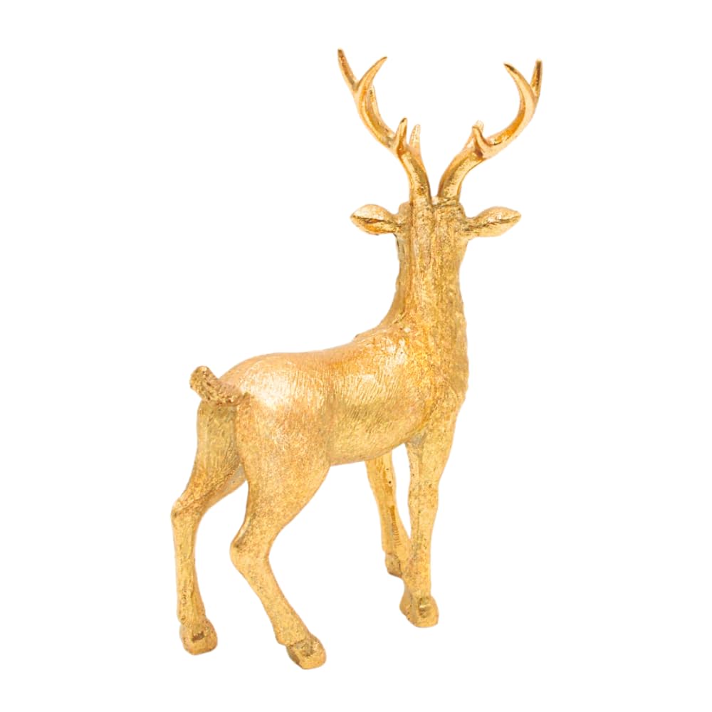 Dekohelden24 Ceramic Decorative Figurine, Modern Decorative Statue, Country House Sculpture as Deer in Gold Glitter, Standing - Image 4