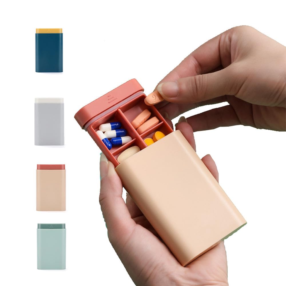 Sumiko Mini Travel Pill Organizer 6 Compartments Moisture Proof Small Pill Box Weekly Dispenser for Pocket Purse Daily Pill Case Portable Medicine Vitamin Fish Oil Pill Holder Container-image-27