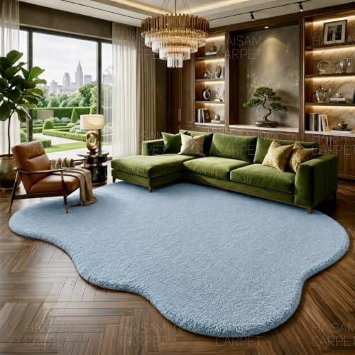 Image of Modern Shape Shaggy Rug | Super Soft Microfiber Area Carpet for Living Room, Bedroom Designer Cloud Shape Size 6x8 Feet.