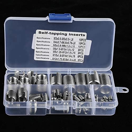 Self-tapping Thread, 50 Pieces Internal Thread Self-tapping Thread Inserts Set of Stainless Steel Silver to Reinforce the Thread (M3 M4 M5 M6 M6.5 M8 M10 M12 M14 M16)