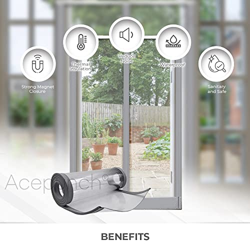 Acepunch 2 Way Door Magnetic Strip Pvc Curtain Plastic Thermal Door Cover Clear Screen Commercial Freezers Warehouse Vinyl Waterproof Insulation Room Windproof 35.4X78.7 In (3X6.6Ft.) Ap1281 #TOP3