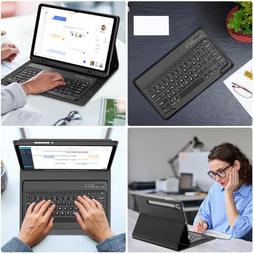 Image of Case with Keyboard for Samsung Galaxy S10 Ultra /S9 Ultra /S8 Ultra 14.6 inch | Magnetic Detachable Wireless Bluetooth Keyboard, Slim Protective Folio Case with S Pen Holder, Auto Sleep /Wake