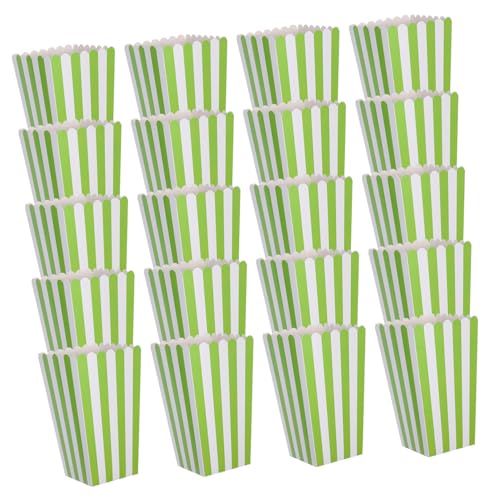Veemoon 40pcs Popcorn Buckets: Pink Striped Popcorn Containers Night Carnival Party and Circus Events - Paper Bucket for French Fries Candy Cookie