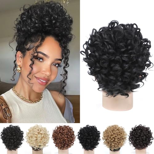 Messy Bun Hair Piece Elastic Drawstring Loose Wave Large Curly